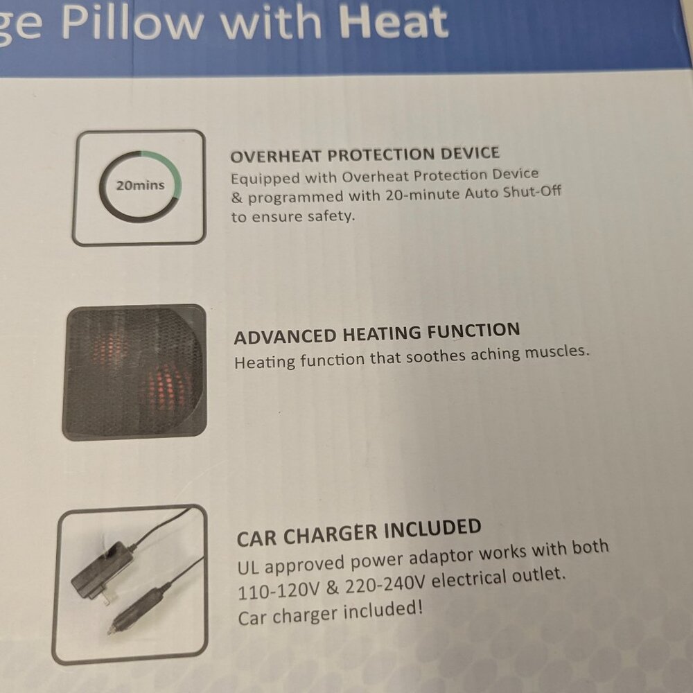 NIB Zyllion ZMA-13 Black Shiatsu Massage Pillow With Heat And Wired Connection - Picture 4 of 9